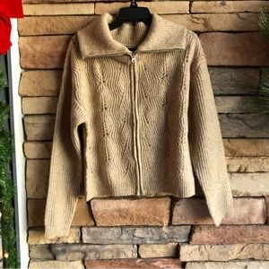 Truth tan knit full zip sweater NWT Large